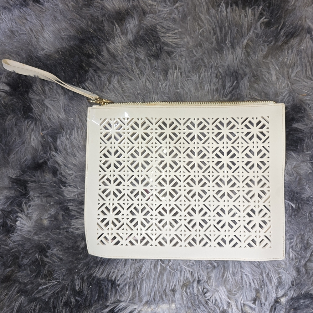 Tory Burch Cream Perforated Clutch